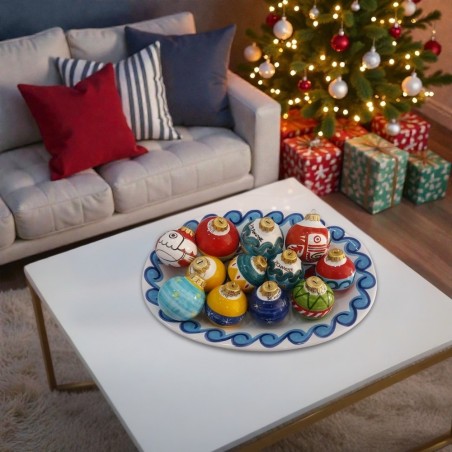 Handmade ceramic Christmas baubles Desimone sicilian pottery Handmade ceramic Christmas baubles Desimone sicilian pottery